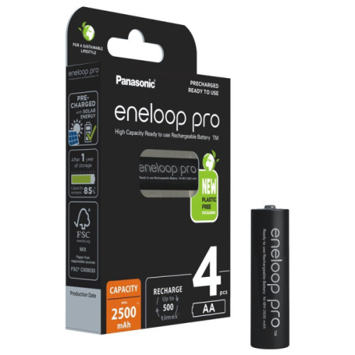 PANASONIC ENELOOP PRO POLNILNE BATERIJE AA 2500 mAh v ECO pakiranju